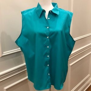 Button Down Sleeveless Shirt with Collar